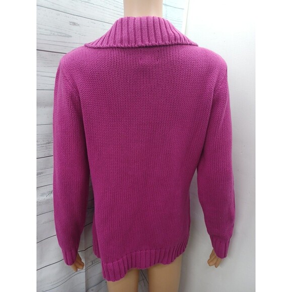 Chicos Crochet Sweater Pink Pullover Henley Collar Sz 1 - Picture 5 of 9